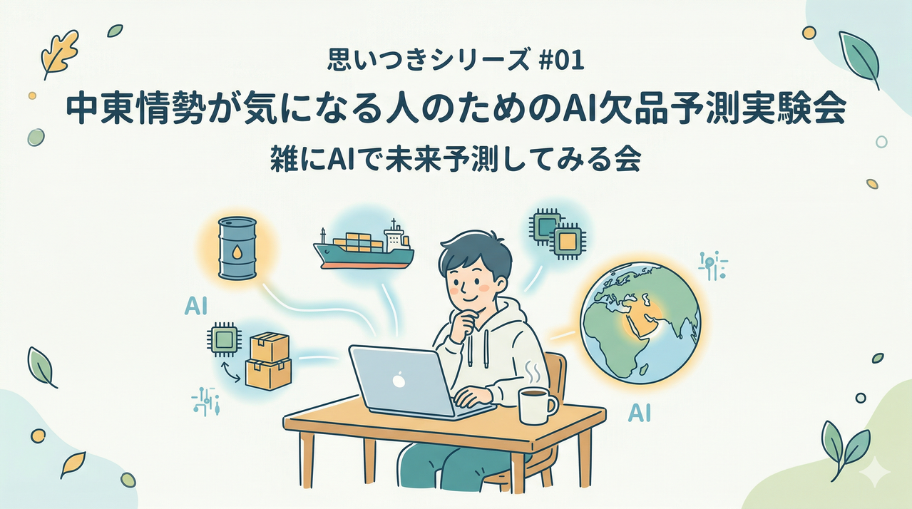 【思いつきシリーズ#01】中東情勢が気になる人のためのAI欠品予測実験会【zoom開催】