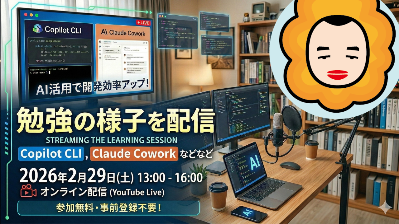 【勉強の様子を配信】Copilot CLI, Claude Coworkなどなど