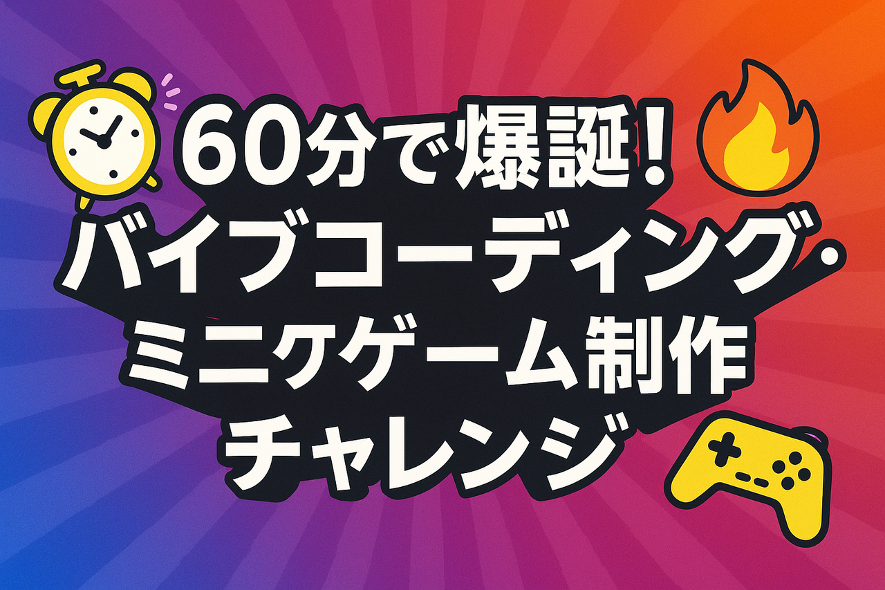 【第2回】60分で爆誕！バイブコーディング・ミニゲーム制作チャレンジ