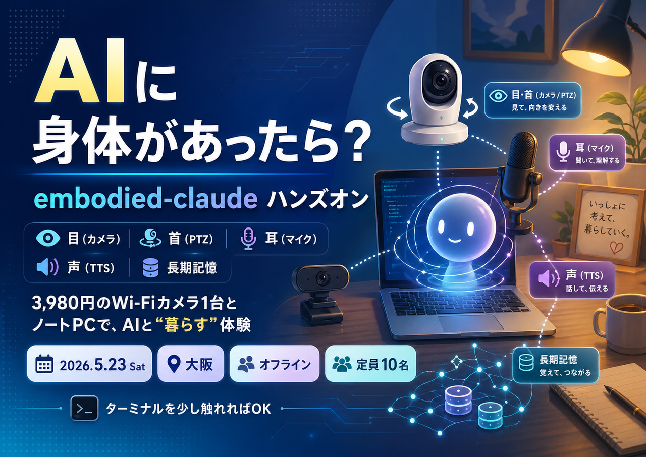 身体を持つAIをつくってみよう 〜 embodied-claude ハンズオン in 大阪